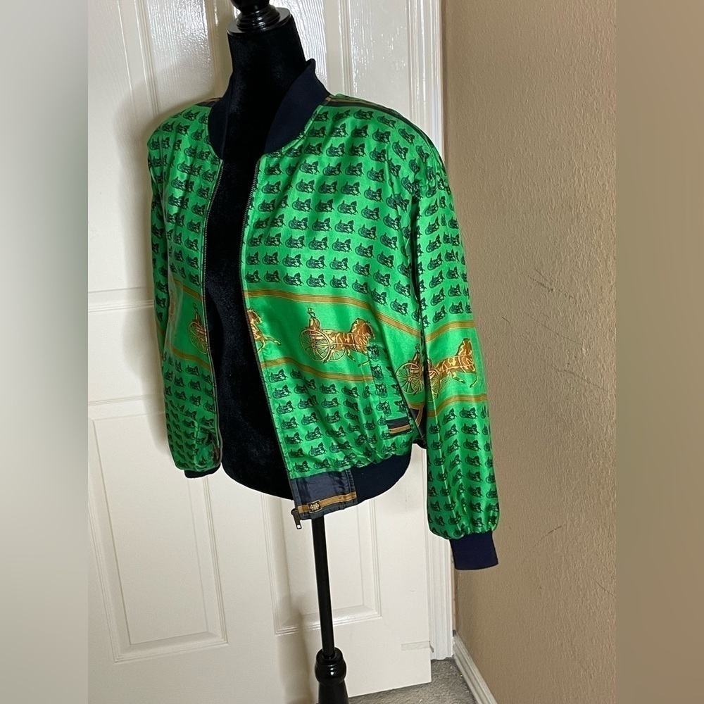 VTG Metro High Fashion Jacket Women’s L Large Green Horses Carriage 80’s‌‌‌‌‌ - Picture 3 of 7